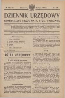 Dziennik Urzędowy Komisarjatu Rządu na M. Stoł. Warszawę. R.9, № 42 (14 lipca 1928) = № 1347