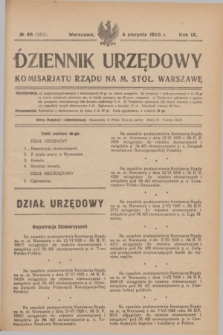 Dziennik Urzędowy Komisarjatu Rządu na M. Stoł. Warszawę. R.9, № 46 (4 sierpnia 1928) = № 1351