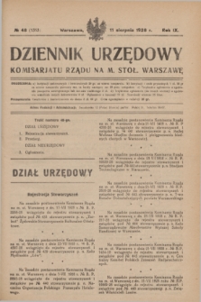 Dziennik Urzędowy Komisarjatu Rządu na M. Stoł. Warszawę. R.9, № 48 (11 sierpnia 1928) = № 1353