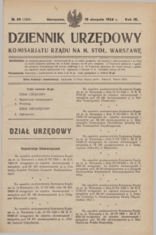 Dziennik Urzędowy Komisarjatu Rządu na M. Stoł. Warszawę. R.9, № 49 (18 sierpnia 1928) = № 1354