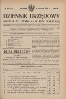 Dziennik Urzędowy Komisarjatu Rządu na M. Stoł. Warszawę. R.9, № 50 (21 sierpnia 1928) = № 1355