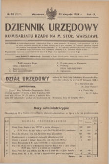Dziennik Urzędowy Komisarjatu Rządu na M. Stoł. Warszawę. R.9, № 52 (22 sierpnia 1928) = № 1357
