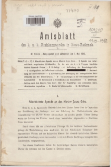 Amtsblatt des k. u. k. Kreiskommandos in Nowo-Radomsk. 1915, Stück 3 (1 Mai)