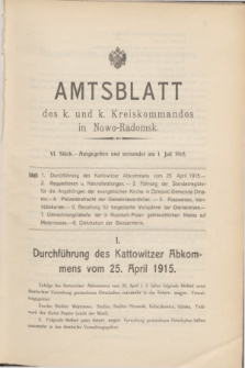 Amtsblatt des k. und k. Kreiskommandos in Nowo-Radomsk. 1915, Stück 6 (1 Juli)