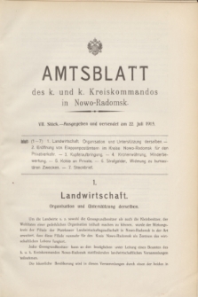 Amtsblatt des k. und k. Kreiskommandos in Nowo-Radomsk. 1915, Stück 7 (22 Juli)