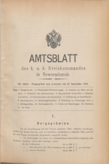 Amtsblatt des k. u. k. Kreiskommandos in Noworadomsk. 1915, Stück 12 (25 November)