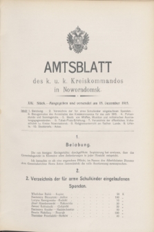 Amtsblatt des k. u. k. Kreiskommandos in Noworadomsk. 1915, Stück 14 (15 Dezember)