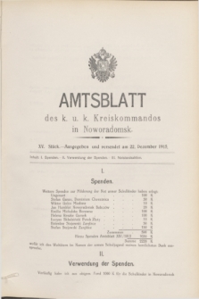 Amtsblatt des k. u. k. Kreiskommandos in Noworadomsk. 1915, Stück 15 (22 Dezember)