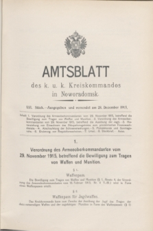 Amtsblatt des k. u. k. Kreiskommandos in Noworadomsk. 1915, Stück 16 (28 Dezember)