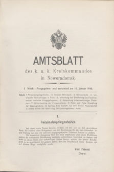 Amtsblatt des k. u. k. Kreiskommandos in Noworadomsk. 1916, Stück 1 (11 Januar) + dod.