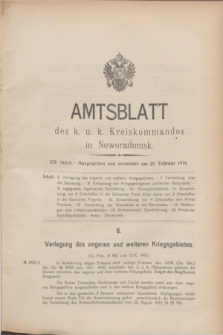 Amtsblatt des k. u. k. Kreiskommandos in Noworadomsk. 1916, Stück 7 (20 Februar)