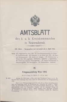 Amtsblatt des k. u. k. Kreiskommandos in Noworadomsk. 1916, Stück 13 (2 April) + dod.