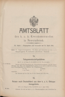 Amtsblatt des k. u. k. Kreiskommandos in Noworadomsk. 1916, Stück 15 (16 April)