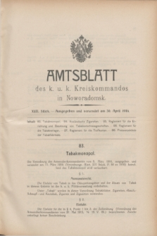 Amtsblatt des k. u. k. Kreiskommandos in Noworadomsk. 1916, Stück 17 (30 April)