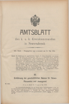 Amtsblatt des k. u. k. Kreiskommandos in Noworadomsk. 1916, Stück 19 (14 Mai)