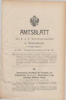 Amtsblatt des k. u. k. Kreiskommandos in Noworadomsk. 1916, Stück 21 (28 Mai)