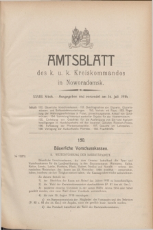 Amtsblatt des k. u. k. Kreiskommandos in Noworadomsk. 1916, Stück 28 (16 Juli)