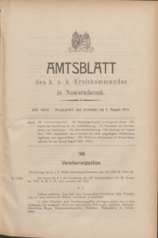 Amtsblatt des k. u. k. Kreiskommandos in Noworadomsk. 1916, Stück 30 (1 August)