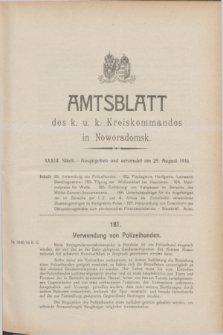 Amtsblatt des k. u. k. Kreiskommandos in Noworadomsk. 1916, Stück 33 (25 August)