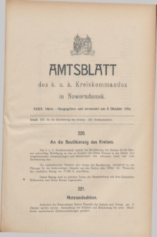 Amtsblatt des k. u. k. Kreiskommandos in Noworadomsk. 1916, Stück 39 (4 Oktober)