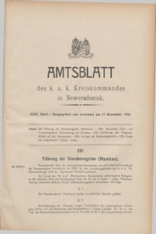 Amtsblatt des k. u. k. Kreiskommandos in Noworadomsk. 1916, Stück 43 (15 November)