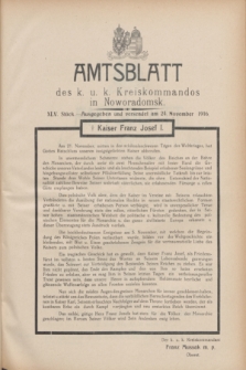 Amtsblatt des k. u. k. Kreiskommandos in Noworadomsk. 1916, Stück 45 (24 November)
