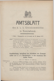 Amtsblatt des k. u. k. Kreiskommandos in Noworadomsk. 1917, Stück 1 (10 Januar)