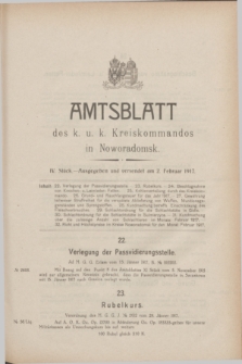 Amtsblatt des k. u. k. Kreiskommandos in Noworadomsk. 1917, Stück 4 (2 Februar)