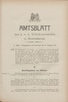 Amtsblatt des k. u. k. Kreiskommandos in Noworadomsk. 1917, Stück 5 (15 Februar)