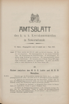Amtsblatt des k. u. k. Kreiskommandos in Noworadomsk. 1917, Stück 6 (1 März)
