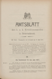 Amtsblatt des k. u. k. Kreiskommandos in Noworadomsk. 1917, Stück 8 (15 April)
