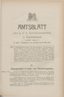 Amtsblatt des k. u. k. Kreiskommandos in Noworadomsk. 1917, Stück 9 (10 Mai)