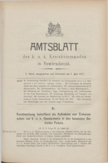 Amtsblatt des k. u. k. Kreiskommandos in Noworadomsk. 1917, Stück 10 (1 Juni)