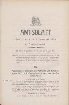 Amtsblatt des k. u. k. Kreiskommandos in Noworadomsk. 1917, Stück 12 (20 Juli)