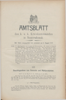 Amtsblatt des k. u. k. Kreiskommandos in Noworadomsk. 1917, Stück 13 (8 August)