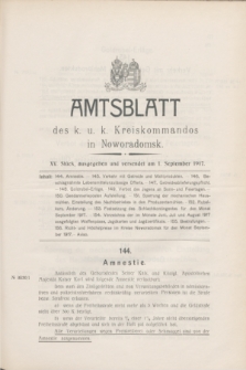 Amtsblatt des k. u. k. Kreiskommandos in Noworadomsk. 1917, Stück 15 (1 September)