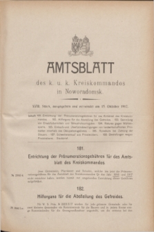 Amtsblatt des k. u. k. Kreiskommandos in Noworadomsk. 1917, Stück 18 (15 Oktober)