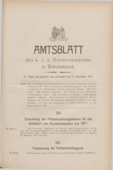 Amtsblatt des k. u. k. Kreiskommandos in Noworadomsk. 1917, Stück 20 (15 Dezember)