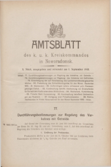 Amtsblatt des k. u. k. Kreiskommandos in Noworadomsk. 1918, Stück 10 (1 September)
