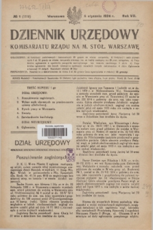 Dziennik Urzędowy Komisariatu Rządu na M. Stoł. Warszawę. R.7, № 1 (5 stycznia 1926) = № 1119