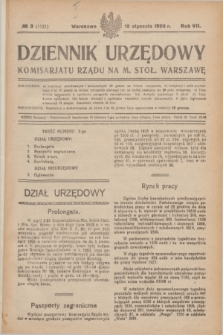 Dziennik Urzędowy Komisarjatu Rządu na M. Stoł. Warszawę. R.7, № 3 (12 stycznia 1926) = № 1121