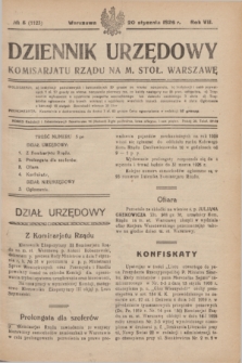 Dziennik Urzędowy Komisarjatu Rządu na M. Stoł. Warszawę. R.7, № 5 (20 stycznia1926) = № 1123