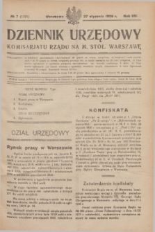Dziennik Urzędowy Komisarjatu Rządu na M. Stoł. Warszawę. R.7, № 7 (27 stycznia 1926) = № 1125