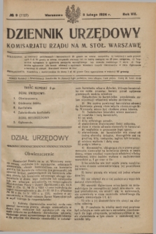 Dziennik Urzędowy Komisarjatu Rządu na M. Stoł. Warszawę. R.7, № 9 (3 lutego 1926) = № 1127