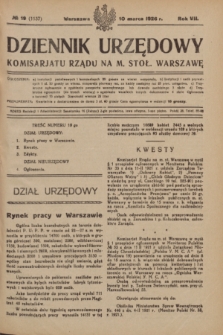 Dziennik Urzędowy Komisarjatu Rządu na M. Stoł. Warszawę. R.7, № 19 (10 marca 1926) = № 1137