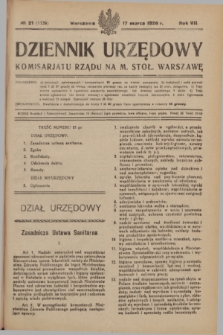 Dziennik Urzędowy Komisarjatu Rządu na M. Stoł. Warszawę. R.7, № 21 (17 marca 1926) = № 1139