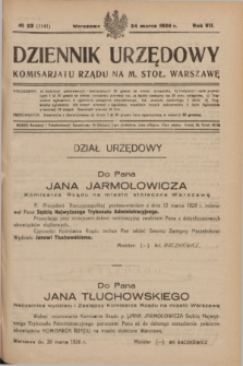 Dziennik Urzędowy Komisarjatu Rządu na M. Stoł. Warszawę. R.7, № 23 (24 marca 1926) = № 1141