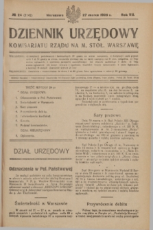 Dziennik Urzędowy Komisarjatu Rządu na M. Stoł. Warszawę. R.7, № 24 (27 marca 1926) = № 1142