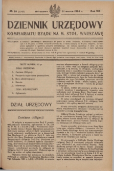 Dziennik Urzędowy Komisarjatu Rządu na M. Stoł. Warszawę. R.7, № 25 (31 marca 1926) = № 1143