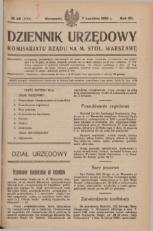 Dziennik Urzędowy Komisarjatu Rządu na M. Stoł. Warszawę. R.7, № 26 (7 kwietnia 1926) = № 1144